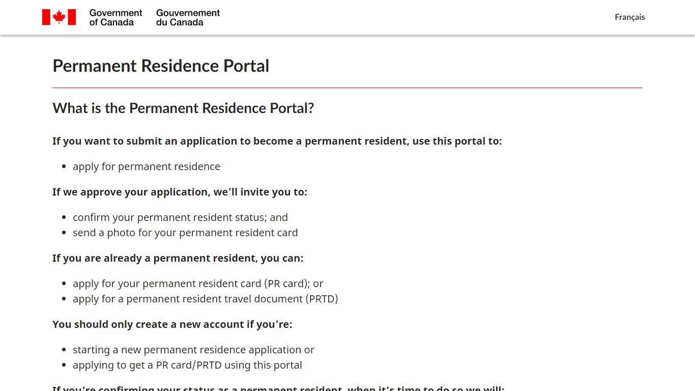 Permanent Residence Portal | Portail de la résidence permanente