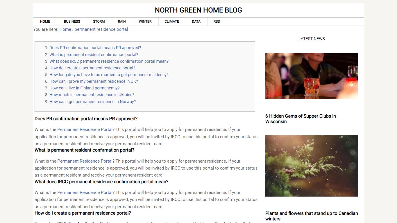 permanent residence portal | North Green Home Blog
